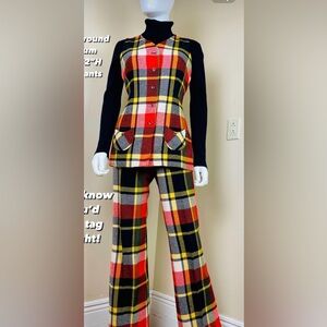 Chic Plaid Women's Two-Piece Set - Red, Yellow, Black